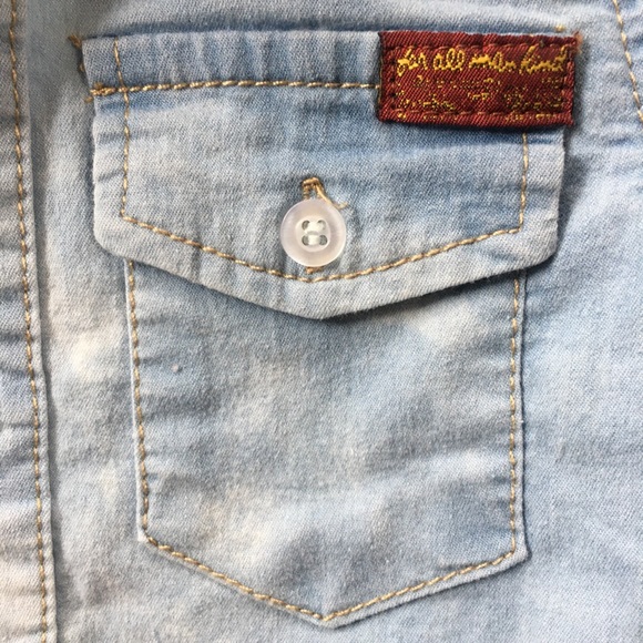7 For All Mankind 12M Denim Shirt Kids Boys Button Up rolled sleeve - Picture 3 of 7